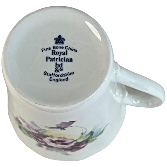 2 Royal Patrician Fine Bone China Mugs Pink & Purple Pansies Staffordshire bd&s - Picture 15 of 15